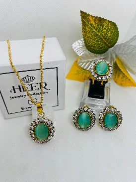 Extravagant 22-K Gold Plated Premium Locket Set - Heer Jewellery