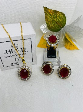 Extravagant 22-K Gold Plated Premium Locket Set - Heer Jewellery