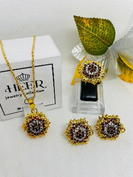 Judao Locket Set 22-K Gold Plated ( GJM-25-49 ) - Heer Jewellery