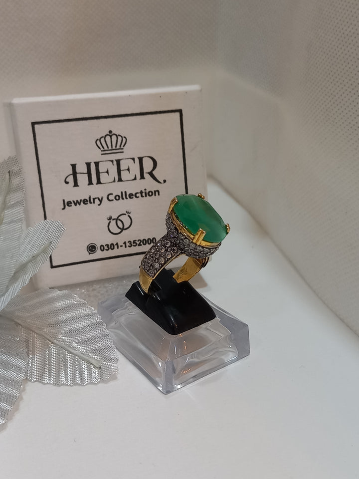 Egyptian Cut Hand Made Ring with Zircons (RG-25-36) - Heer Jewellery