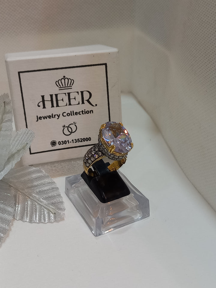 Egyptian Cut Hand Made Ring with Zircons (RG-25-36) - Heer Jewellery
