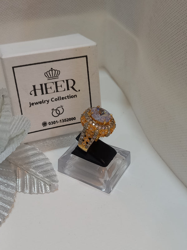 Egyption Cut Hand Made Ring with Zircons (RG-25-37) - Heer Jewellery