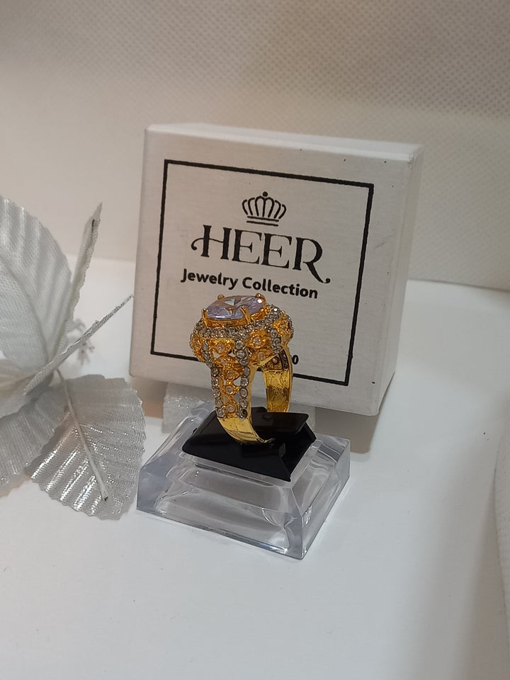 Egyption Cut Hand Made Ring with Zircons (RG-25-37) - Heer Jewellery
