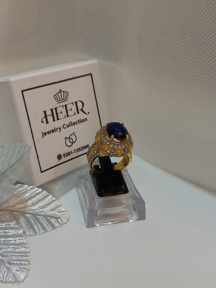 Egyption Cut Hand Made Ring with Zircons (RG-25-37) - Heer Jewellery