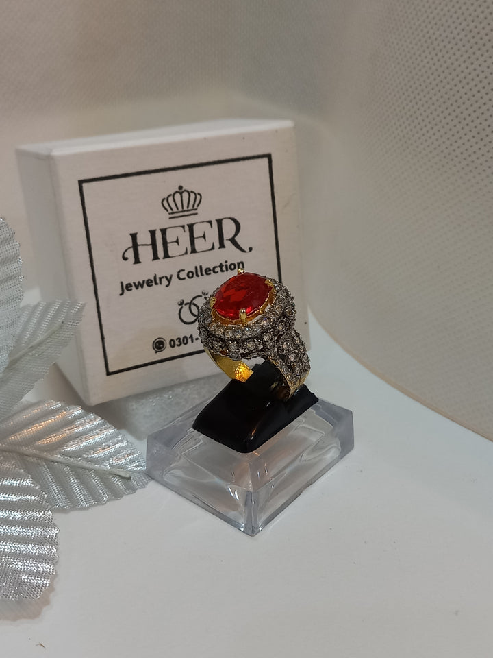Egyption Cut Hand Made Ring with Zircons (RG-25-37) - Heer Jewellery
