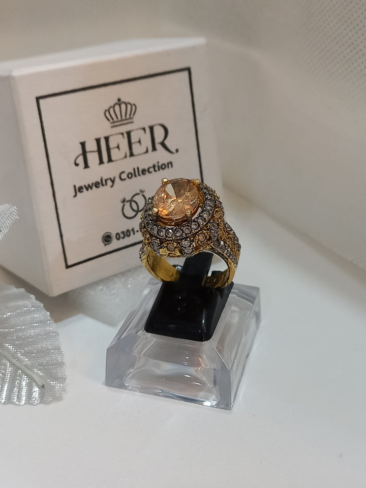 Egyption Cut Hand Made Ring with Zircons (RG-25-37) - Heer Jewellery