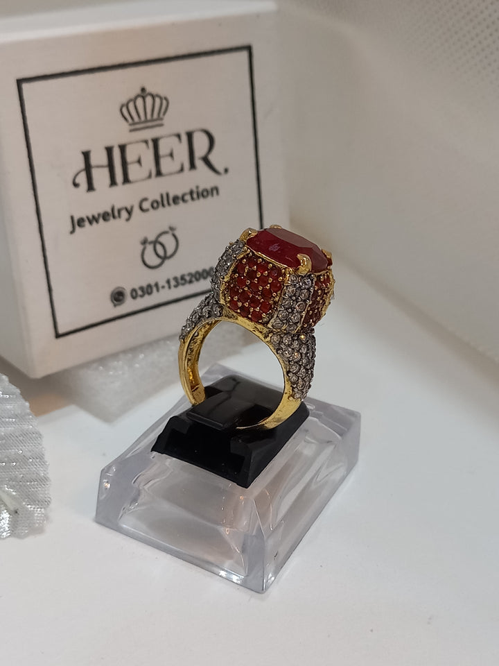 Egyption Cut Hand Made Ring with Zircons (RG-25-38) - Heer Jewellery