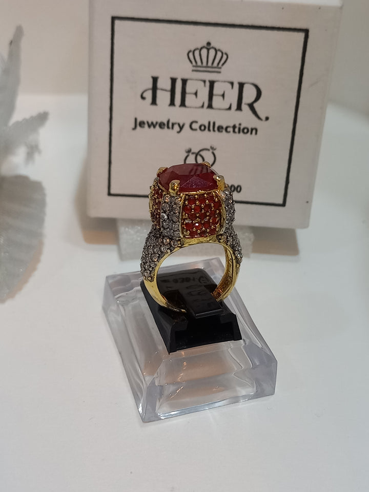 Egyption Cut Hand Made Ring with Zircons (RG-25-38) - Heer Jewellery