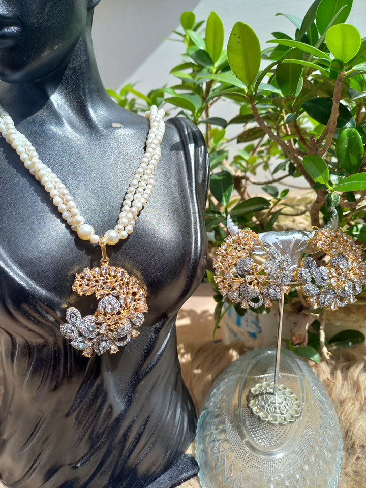 Heer Omega Long Broach Mala Set (Mala-25-35) - Heer Jewellery