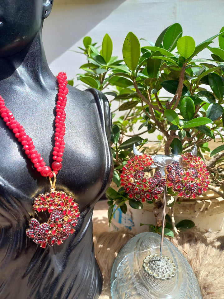 Heer Omega Long Broach Mala Set (Mala-25-35) - Heer Jewellery
