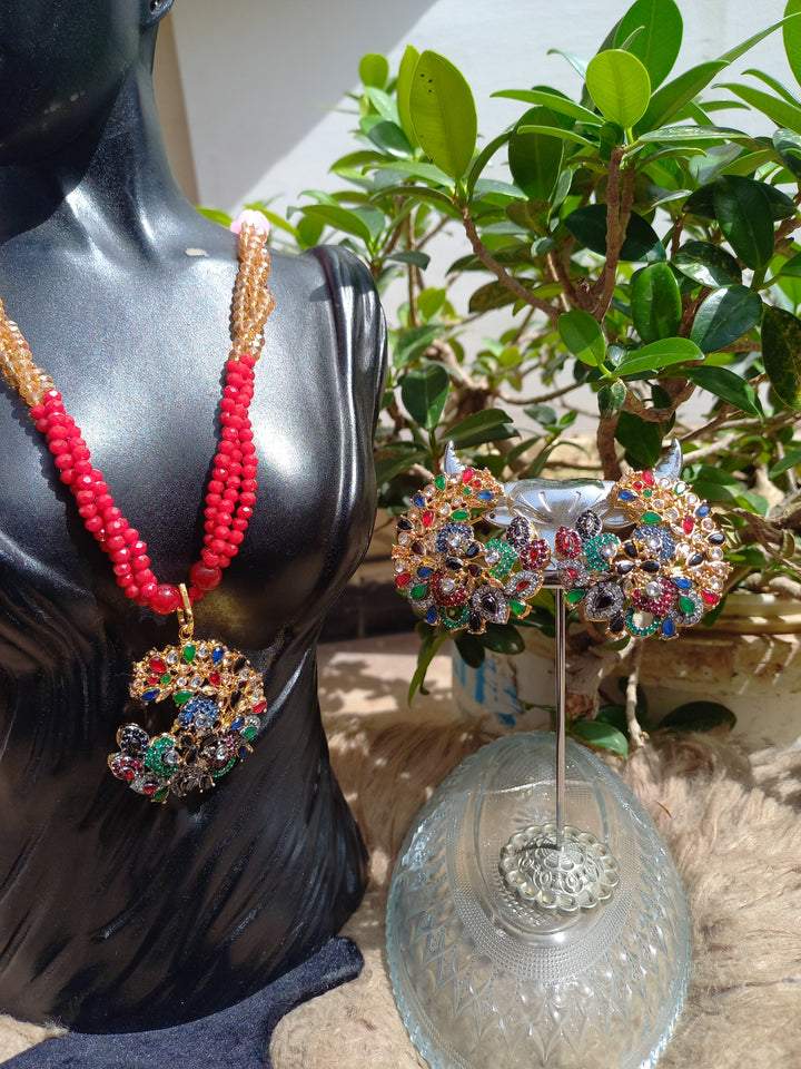 Heer Omega Long Broach Mala Set (Mala-25-35) - Heer Jewellery