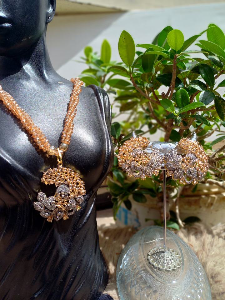 Heer Omega Long Broach Mala Set (Mala-25-35) - Heer Jewellery
