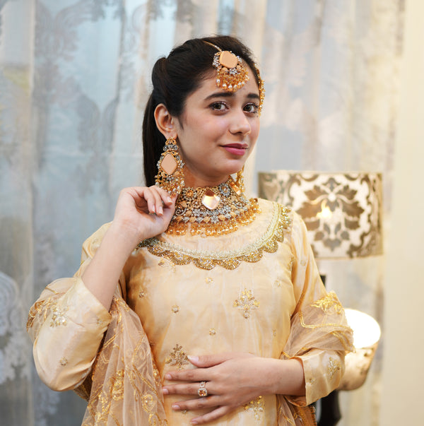 Bridal Collar Set with Jhomer - Heer Jewellery