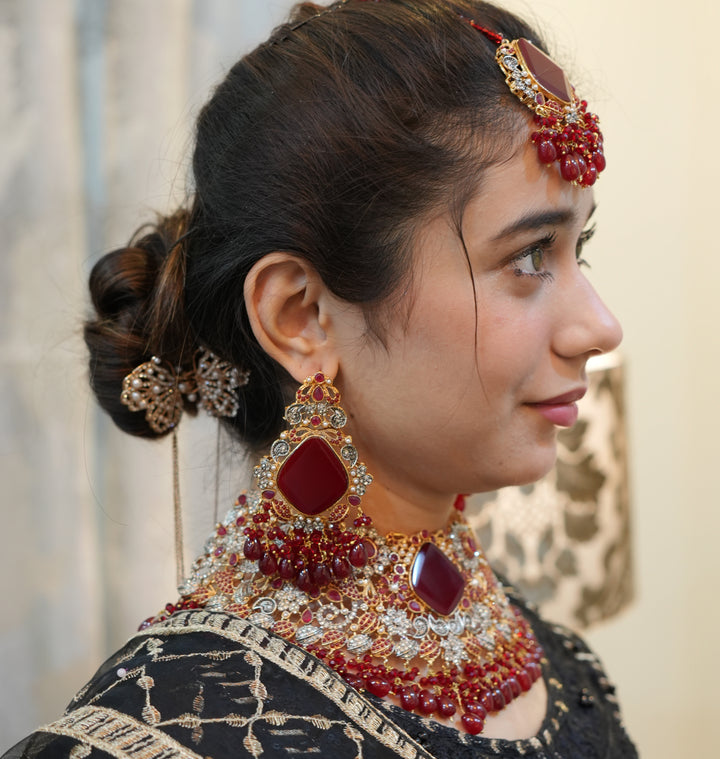Bridal Collar Set with Jhomer - Heer Jewellery
