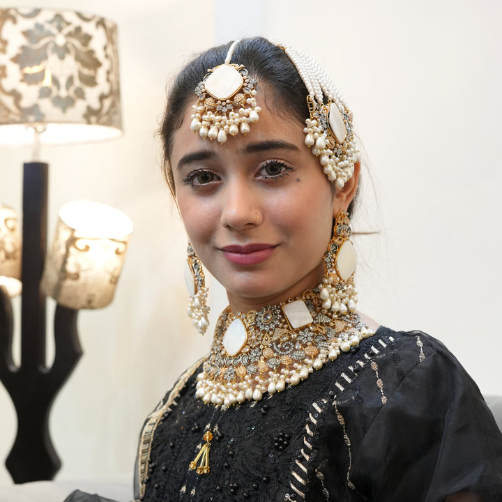 Bridal Collar Set with Jhomer - Heer Jewellery