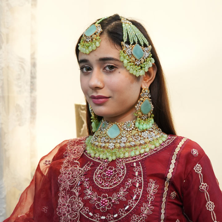 Bridal Collar Set with Jhomer - Heer Jewellery