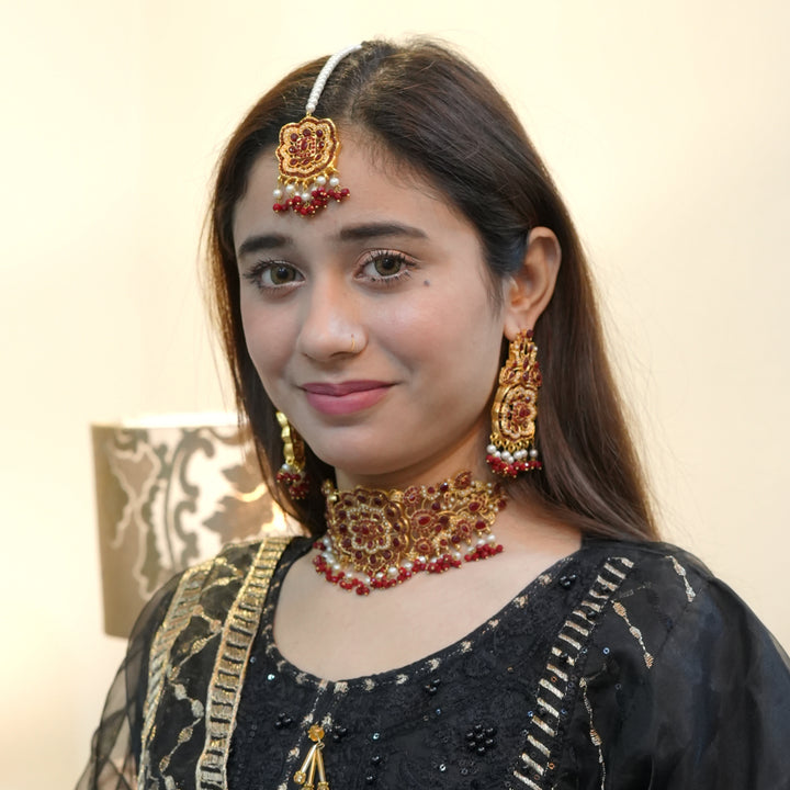 Heer Designer Chokar Coller Set with Tika - Heer Jewellery