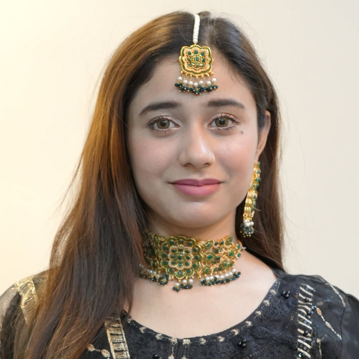 Heer Designer Chokar Coller Set with Tika - Heer Jewellery