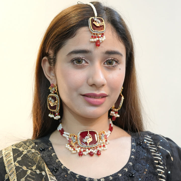 Heer Glass Chokar Set with Tika - Heer Jewellery
