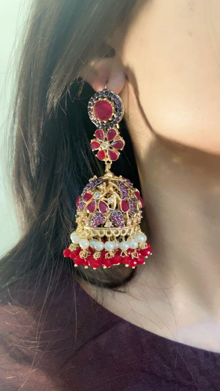 Kundan Jhumki Traditional Nurattan - Heer Jewellery