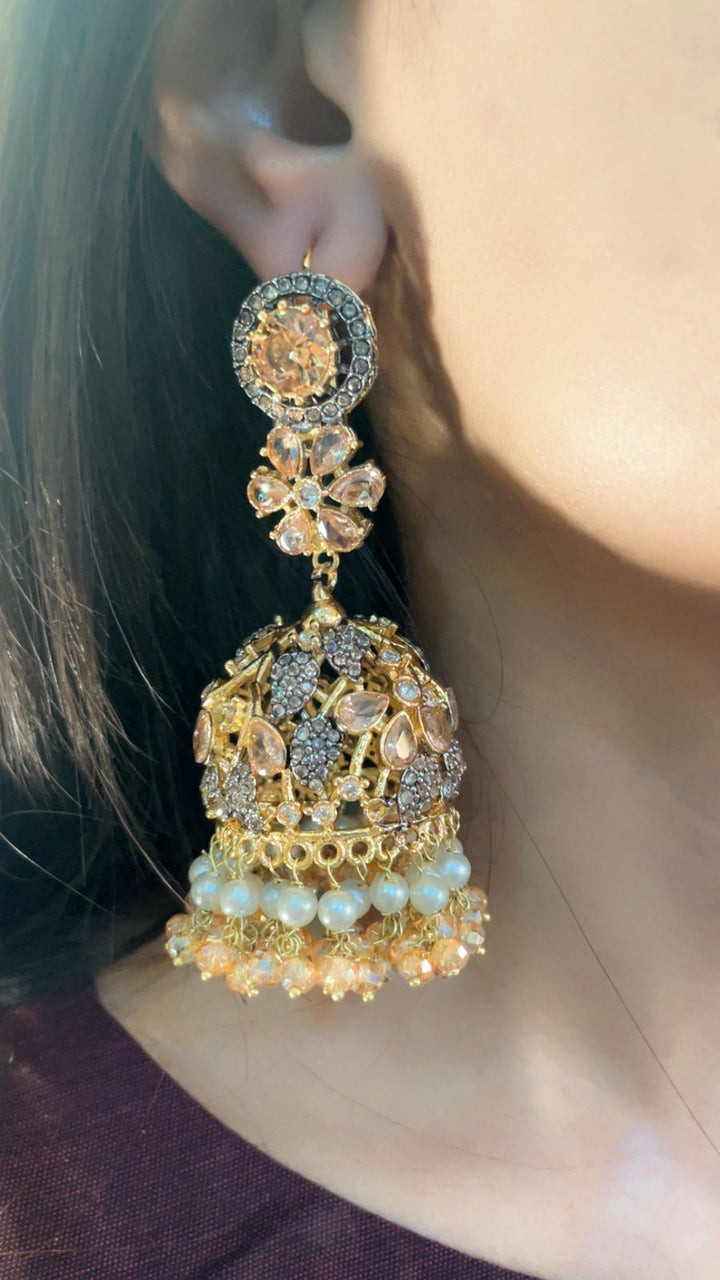 Kundan Jhumki Traditional Nurattan - Heer Jewellery