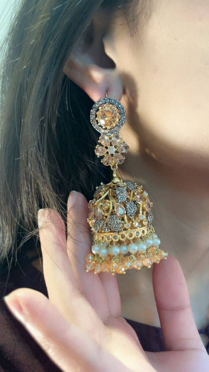 Kundan Jhumki Traditional Nurattan - Heer Jewellery