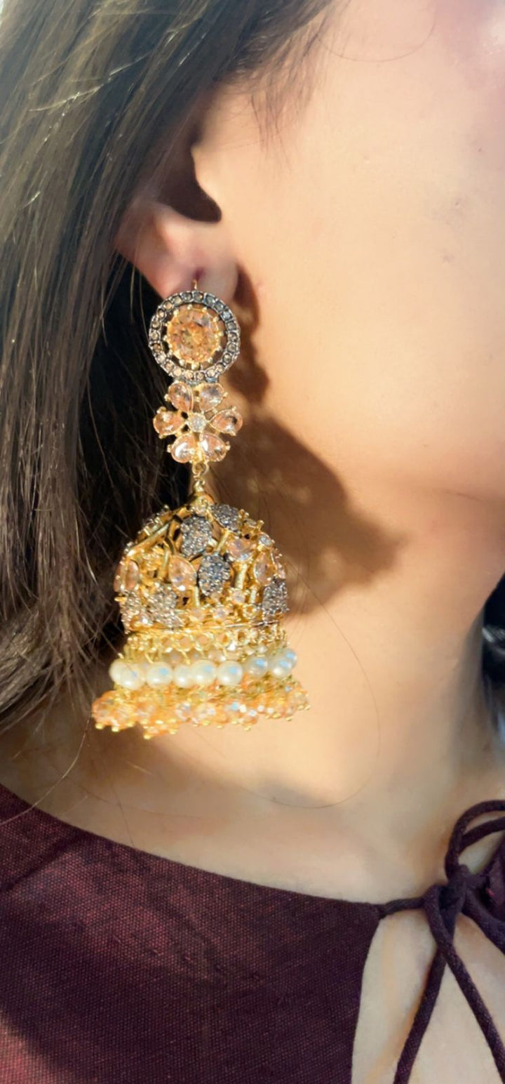 Kundan Jhumki Traditional Nurattan - Heer Jewellery