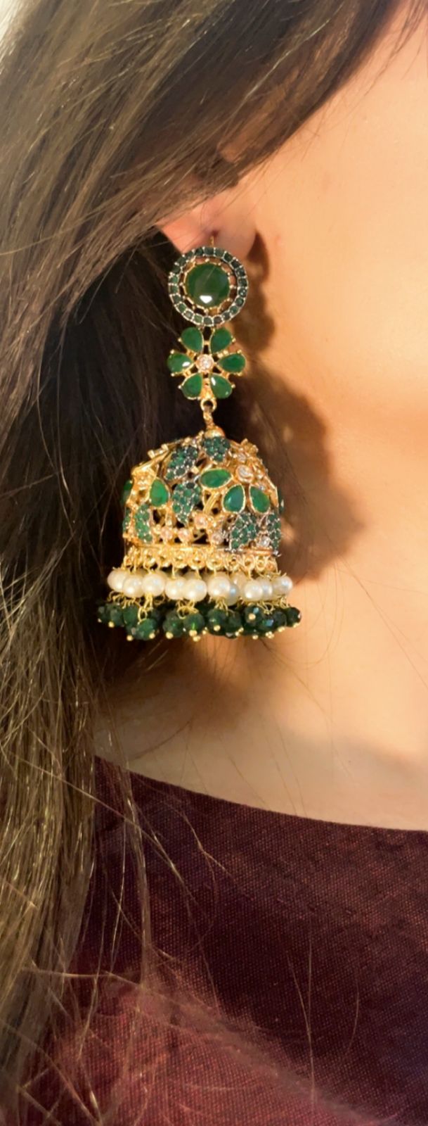 Kundan Jhumki Traditional Nurattan - Heer Jewellery