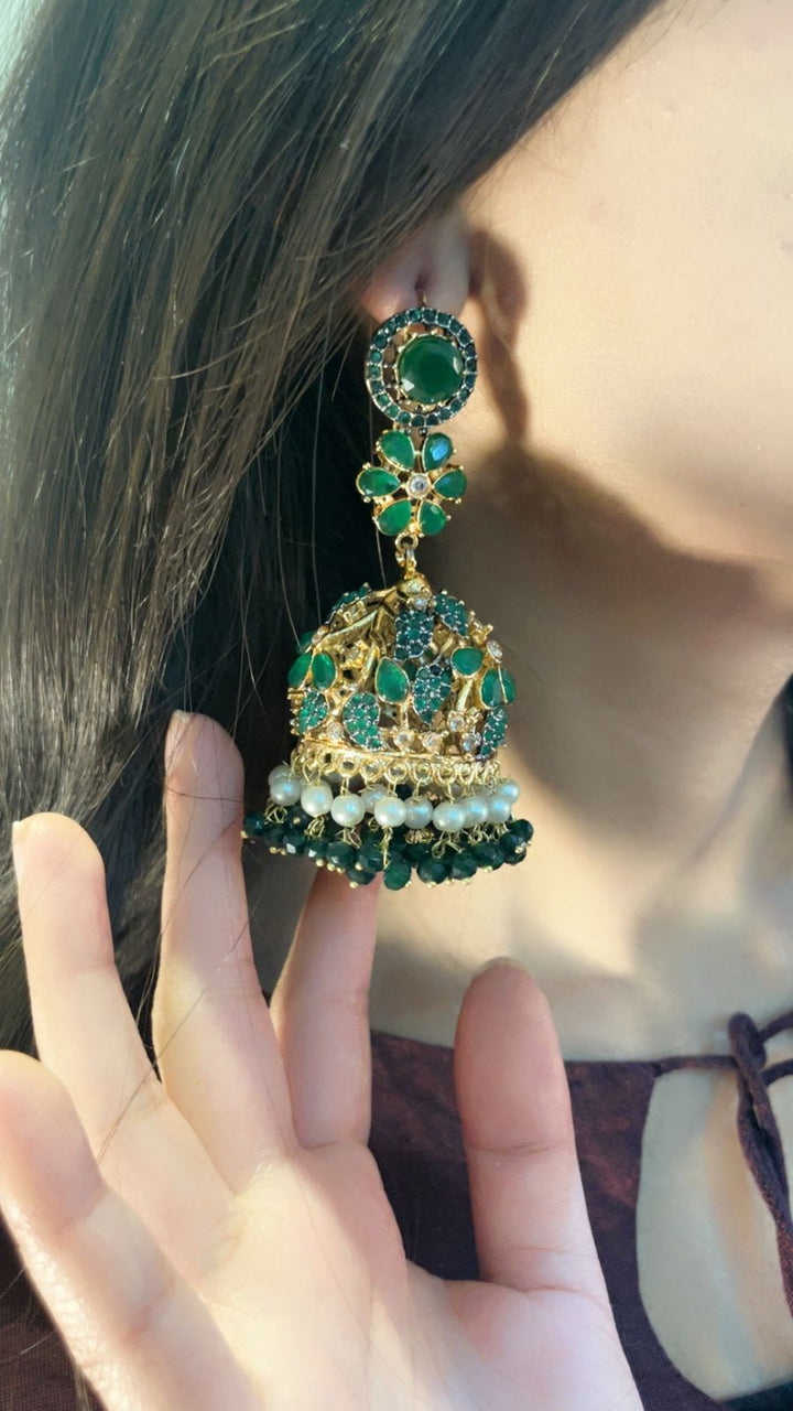 Kundan Jhumki Traditional Nurattan - Heer Jewellery