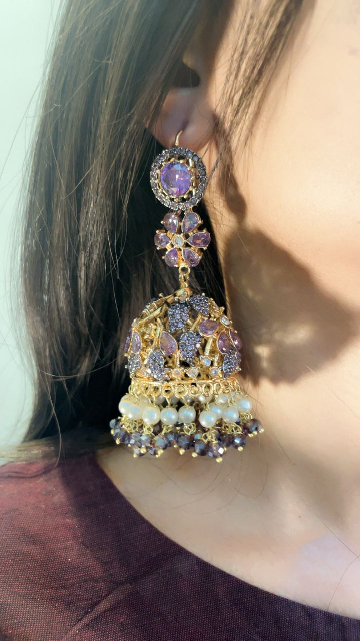 Kundan Jhumki Traditional Nurattan - Heer Jewellery