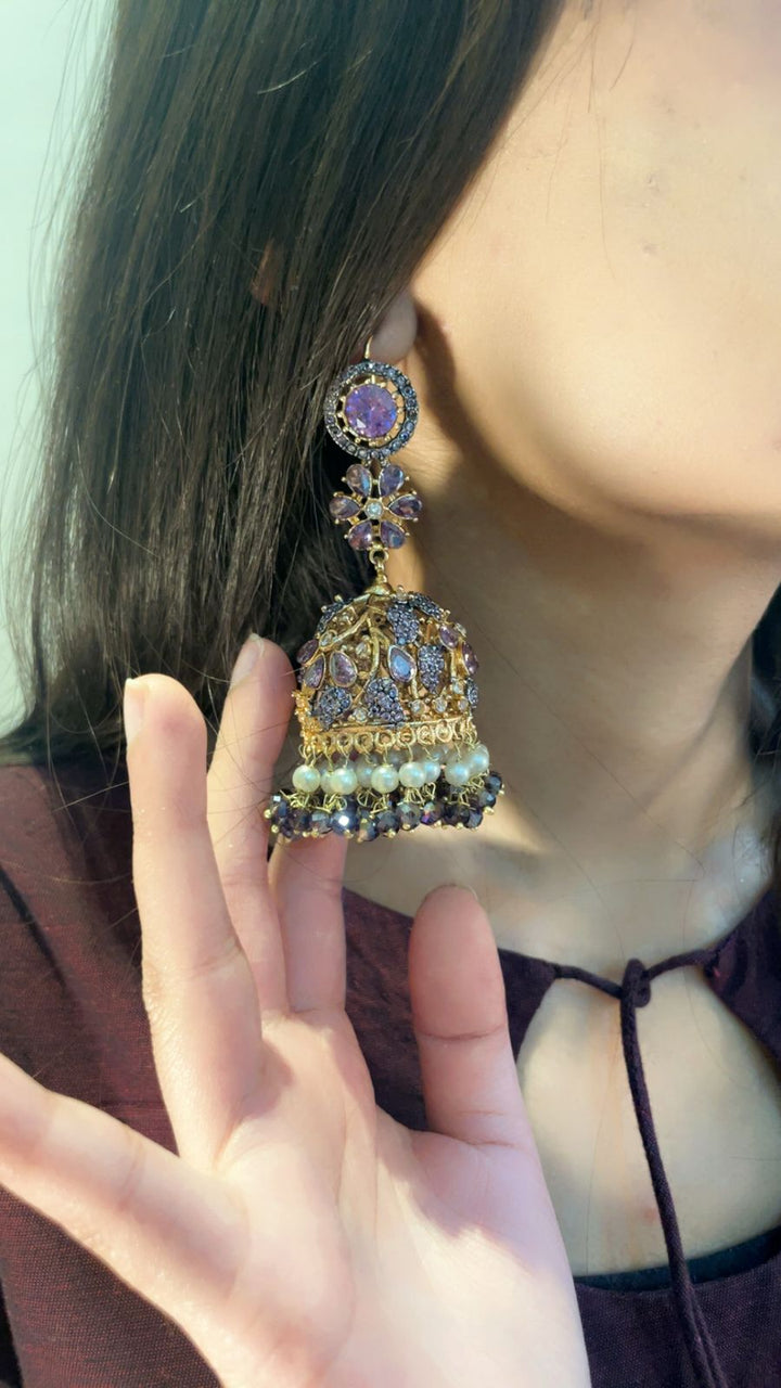 Kundan Jhumki Traditional Nurattan - Heer Jewellery