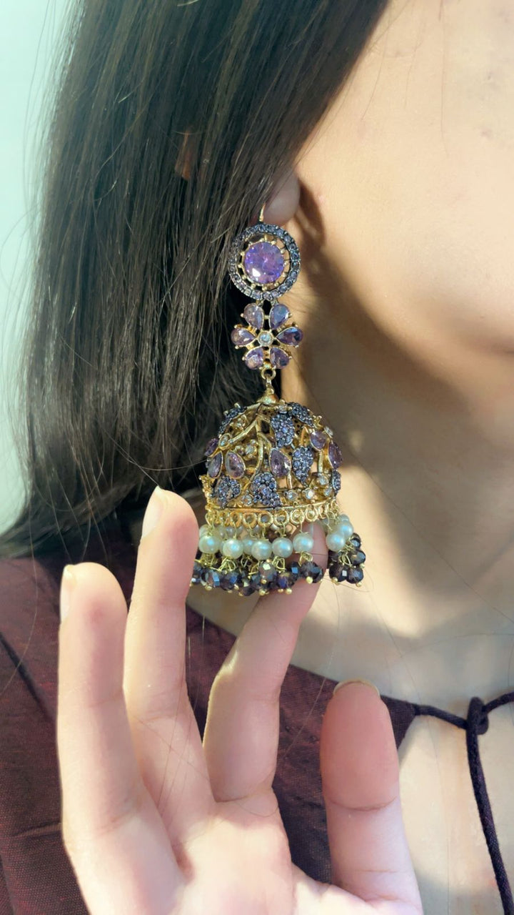Kundan Jhumki Traditional Nurattan - Heer Jewellery