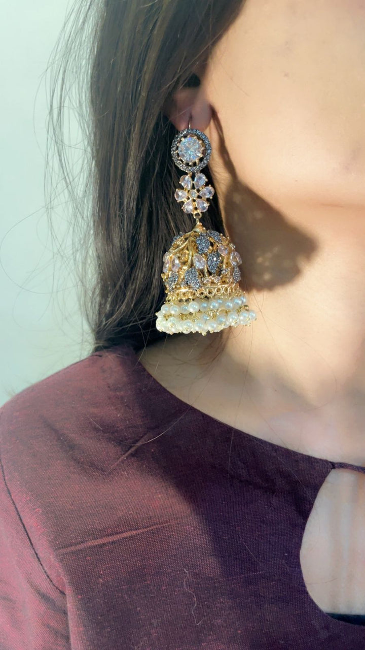 Kundan Jhumki Traditional Nurattan - Heer Jewellery