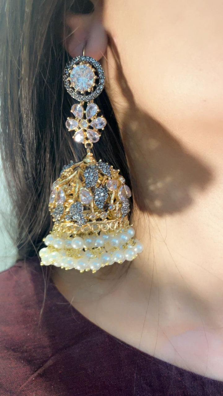 Kundan Jhumki Traditional Nurattan - Heer Jewellery
