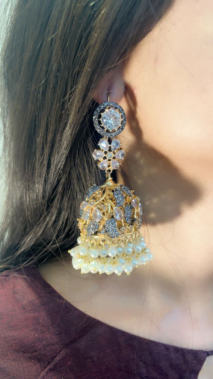 Kundan Jhumki Traditional Nurattan - Heer Jewellery