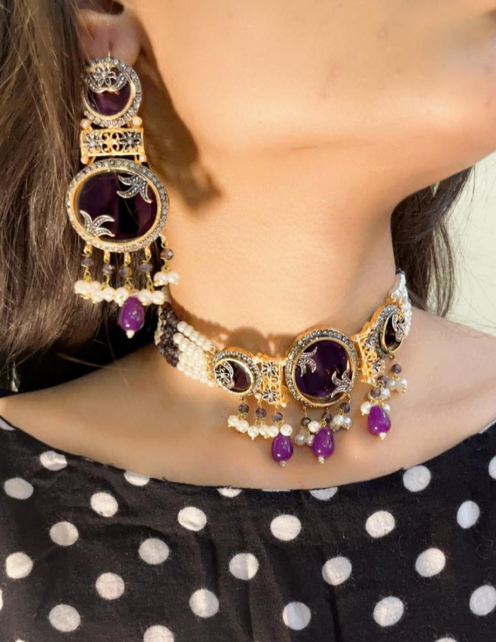 Heer Designer Chokar Set with Tika - Heer Jewellery