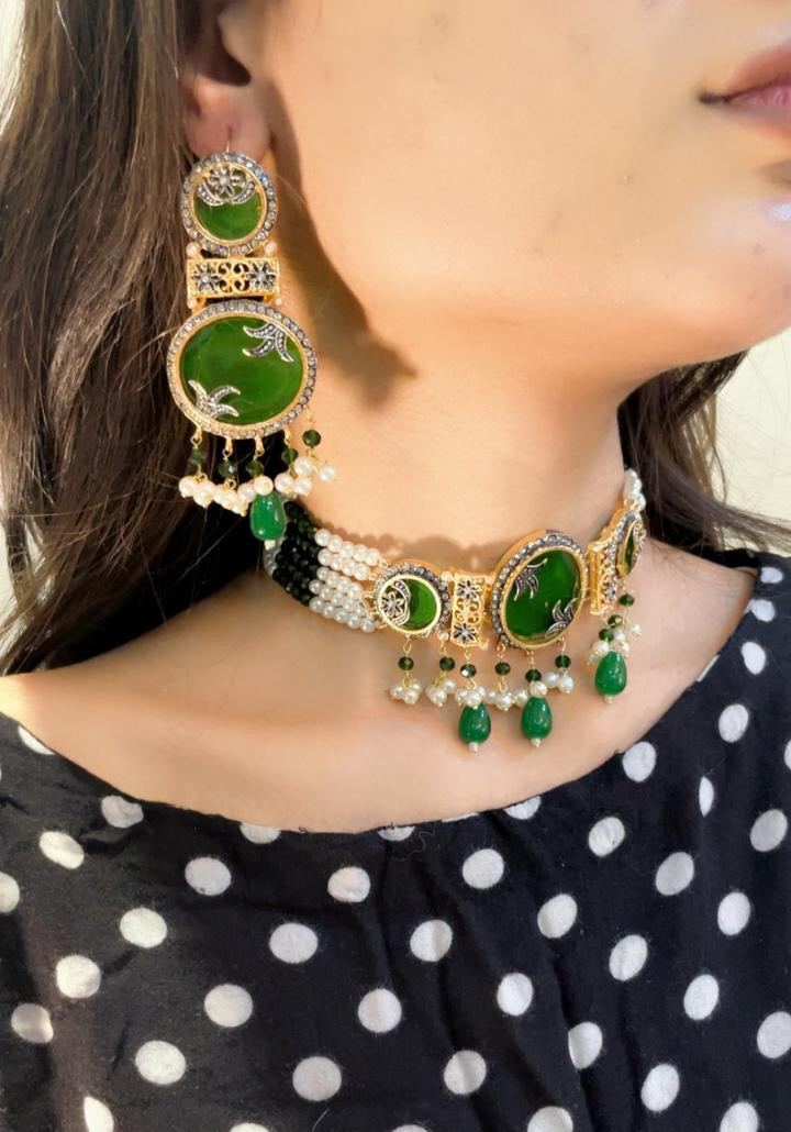 Heer Designer Chokar Set with Tika - Heer Jewellery