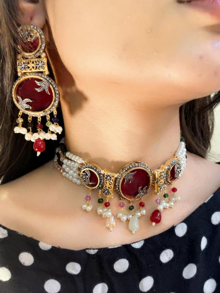 Heer Designer Chokar Set with Tika - Heer Jewellery