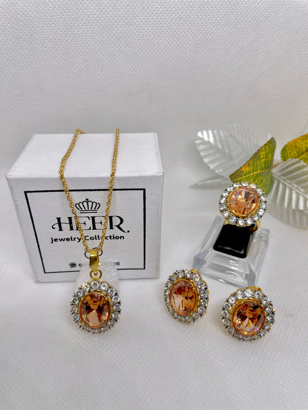 Extravagant 22-K Gold Plated Premium Locket Set - Heer Jewellery