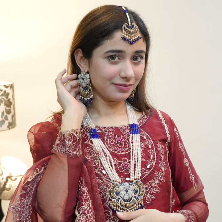 Heer Omega Long Broch Mala with Tika - Heer Jewellery