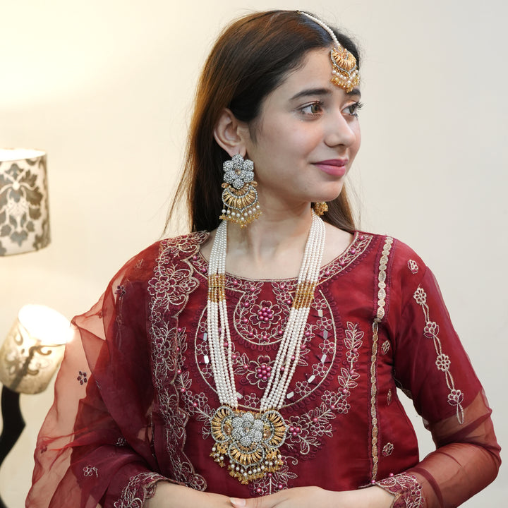 Heer Omega Long Broch Mala with Tika - Heer Jewellery