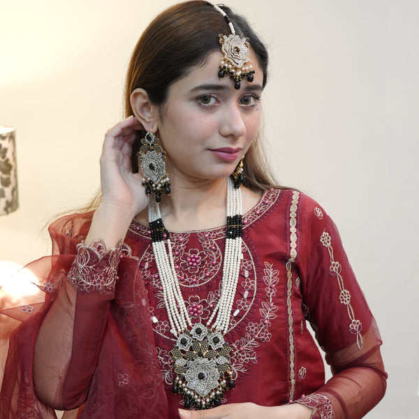 Heer Omega Long Broch Mala with Tika - Heer Jewellery