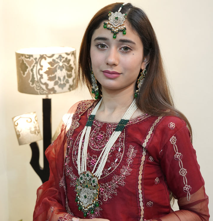 Heer Omega Long Broch Mala with Tika - Heer Jewellery
