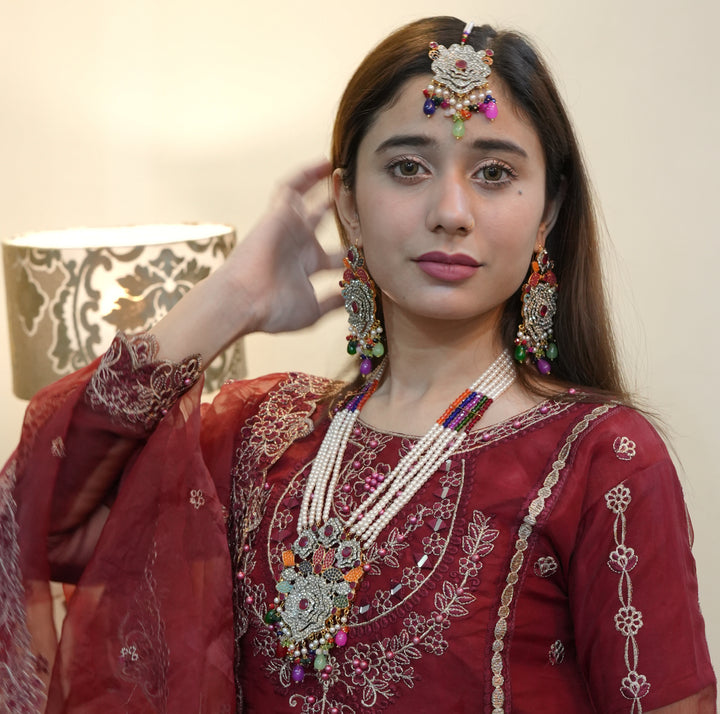 Heer Omega Long Broch Mala with Tika - Heer Jewellery