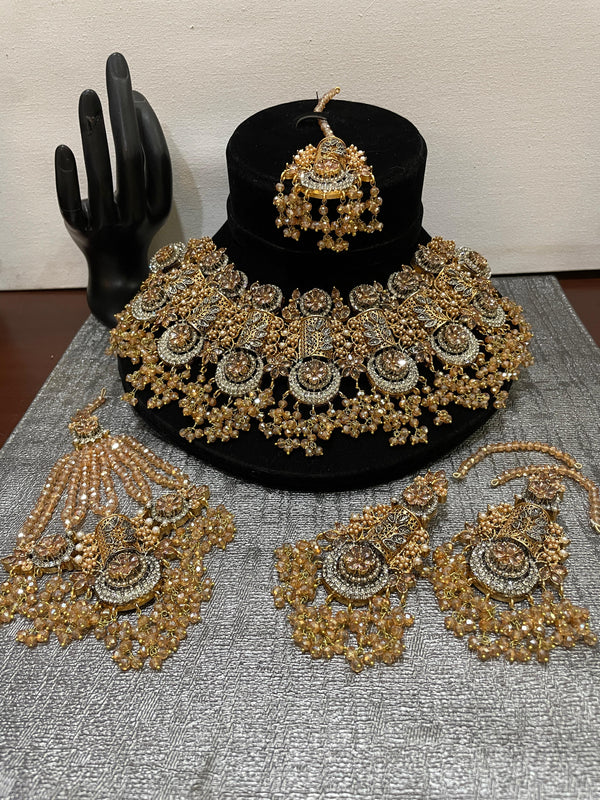 Heer Designer Bridal Set with Jhummer & Tika (BR-25-46) - Heer Jewellery