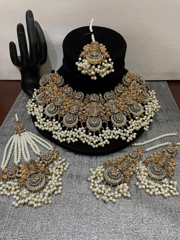 Heer Designer Bridal Set with Jhummer & Tika (BR-25-46) - Heer Jewellery