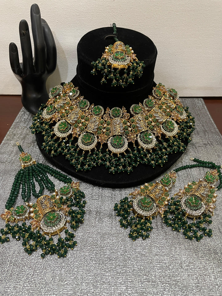 Heer Designer Bridal Set with Jhummer & Tika (BR-25-46) - Heer Jewellery