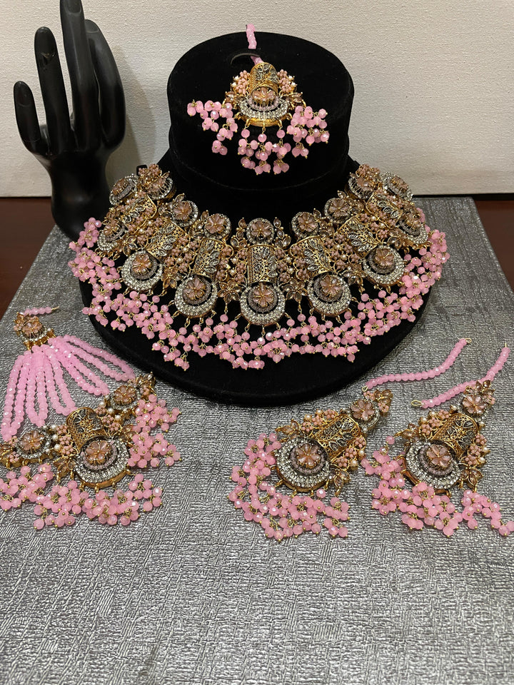 Heer Designer Bridal Set with Jhummer & Tika (BR-25-46) - Heer Jewellery